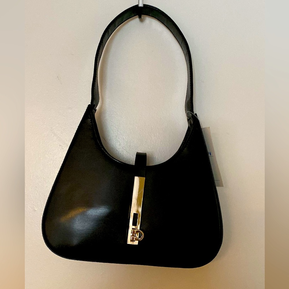 Y2K baguette bag with gold hardware
